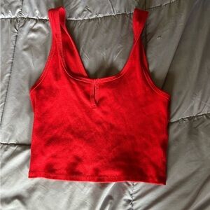 Garage Bright Red Ribbed Crop Top